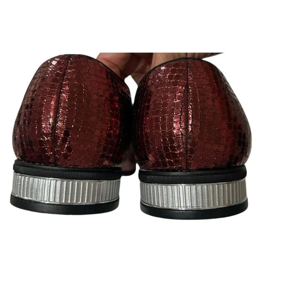 After Midnight Men's Sequins Burgundy Loafer Fashion Party  Dress Shoes Size 8